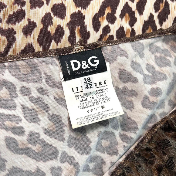 y2k D&G one shoulder leopard print top, lace overlay - Picture 3 of 6